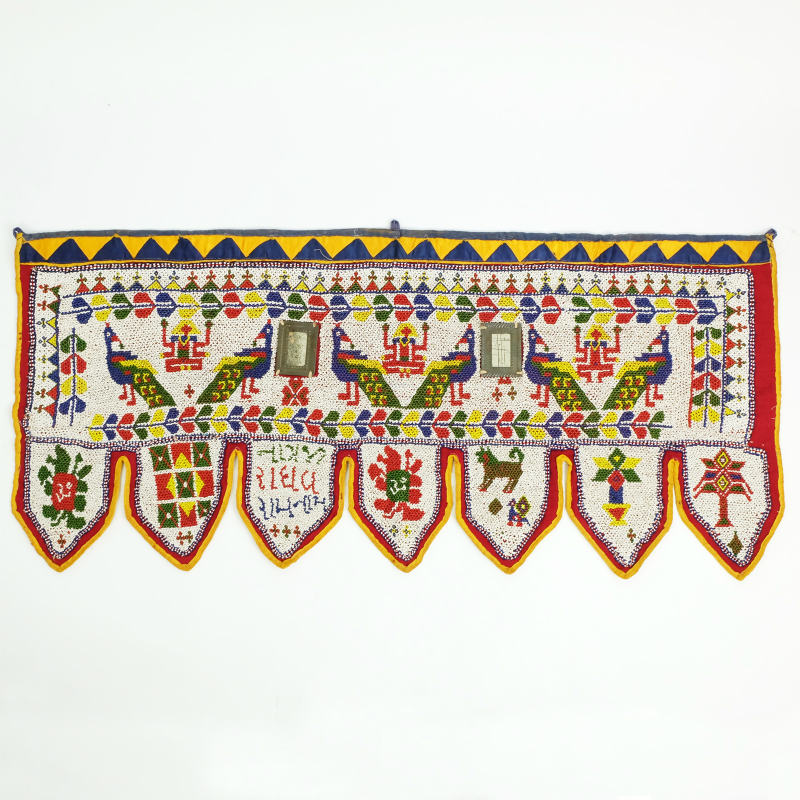 インド サウラーシュトラ ビーズ細工トーラン 50cm×110cm