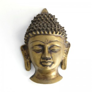 インドネシア製／ブッダ置物／真鍮と鉄製。【ケース入り3体と真鍮製の1