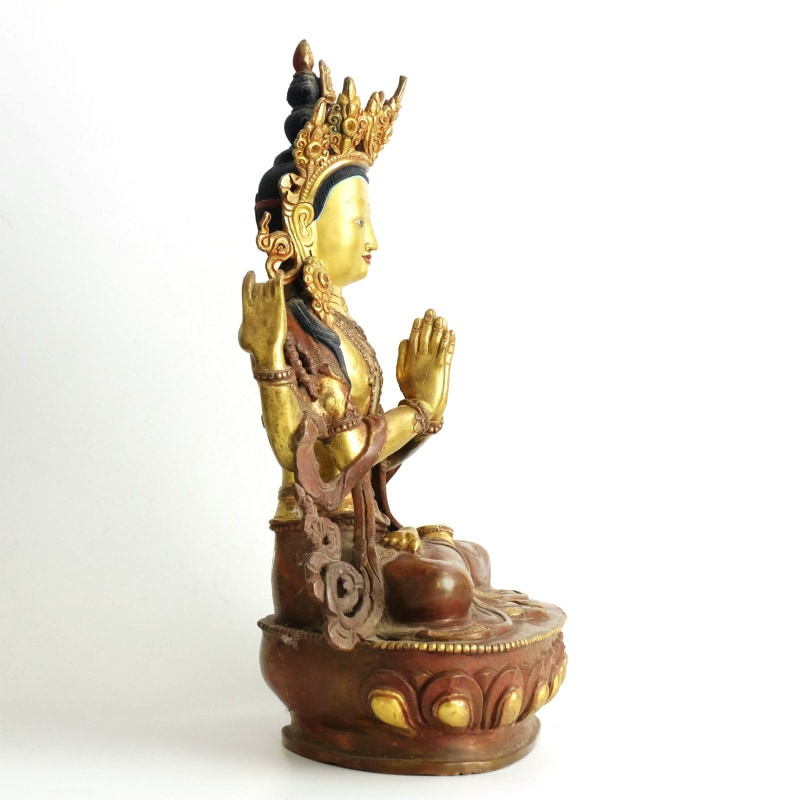 真鍮製 六字咒観音菩薩 シャドゥクシャリーアヴァロキテーシュヴァラ