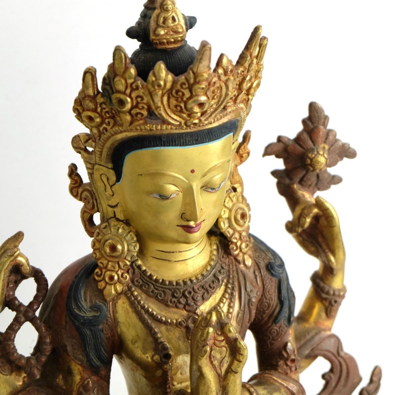 真鍮製 六字咒観音菩薩 シャドゥクシャリーアヴァロキテーシュヴァラ