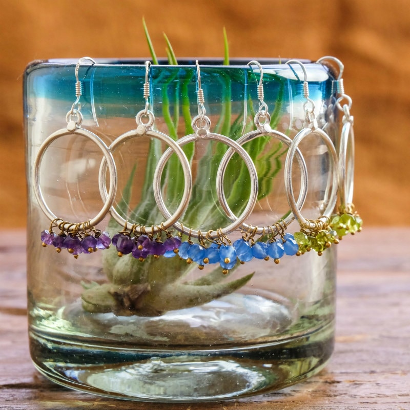 パワーストーンラウンドピアス 【メール便可】