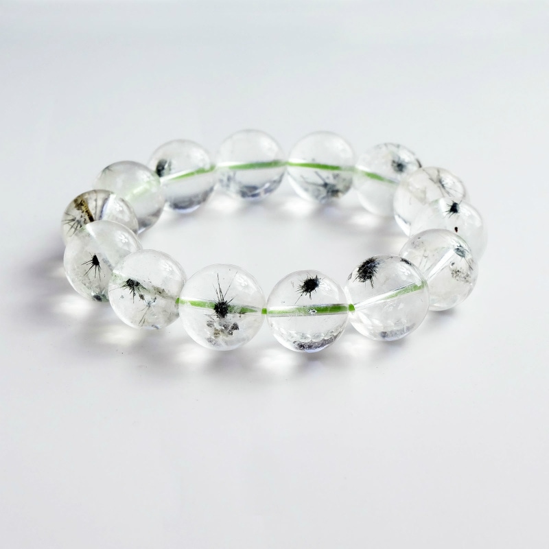 ◆希少◆星入り水晶丸玉ブレスレット 15mm