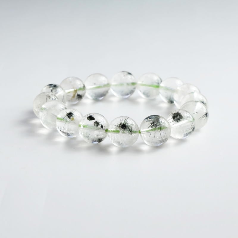 ◆希少◆星入り水晶丸玉ブレスレット 13mm