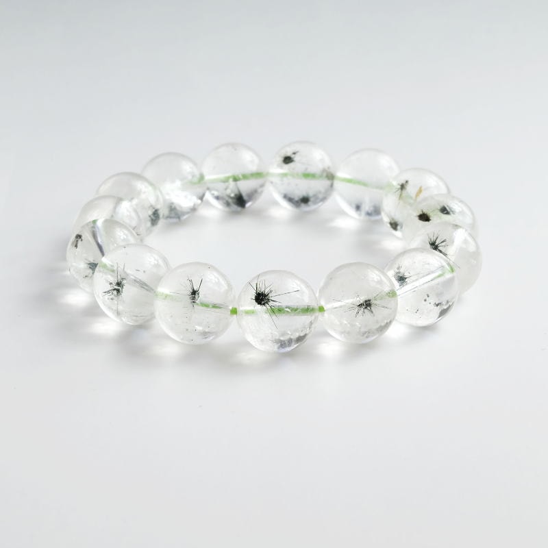 ◆希少◆星入り水晶丸玉ブレスレット 15mm