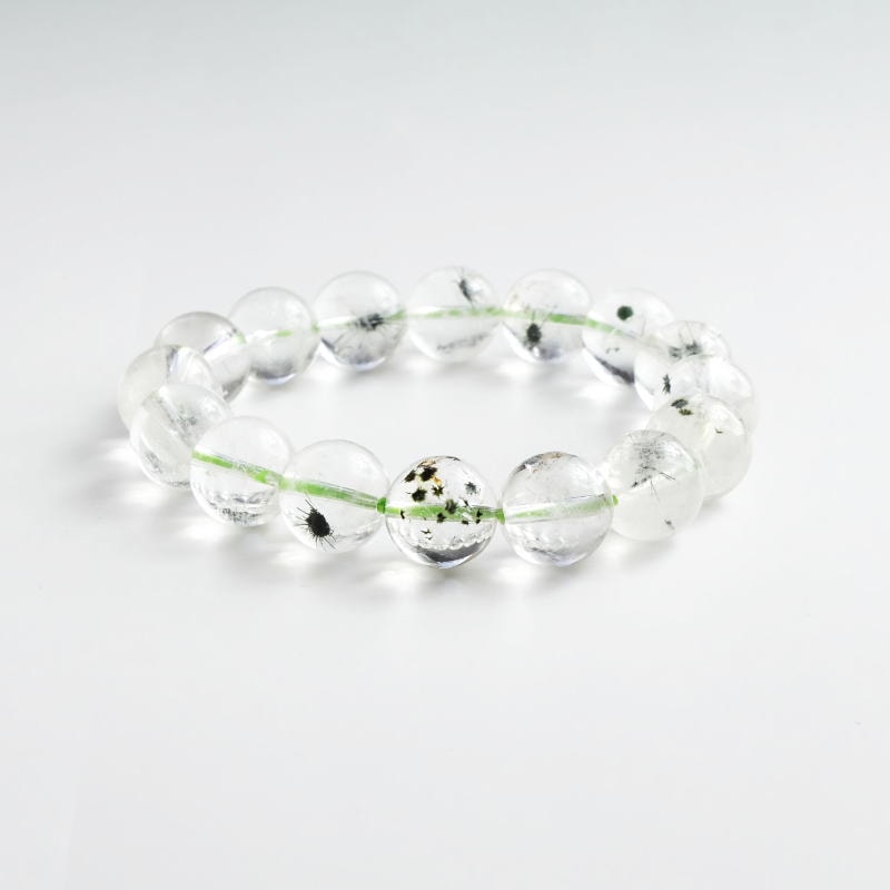 ◆希少◆星入り水晶丸玉ブレスレット 13mm