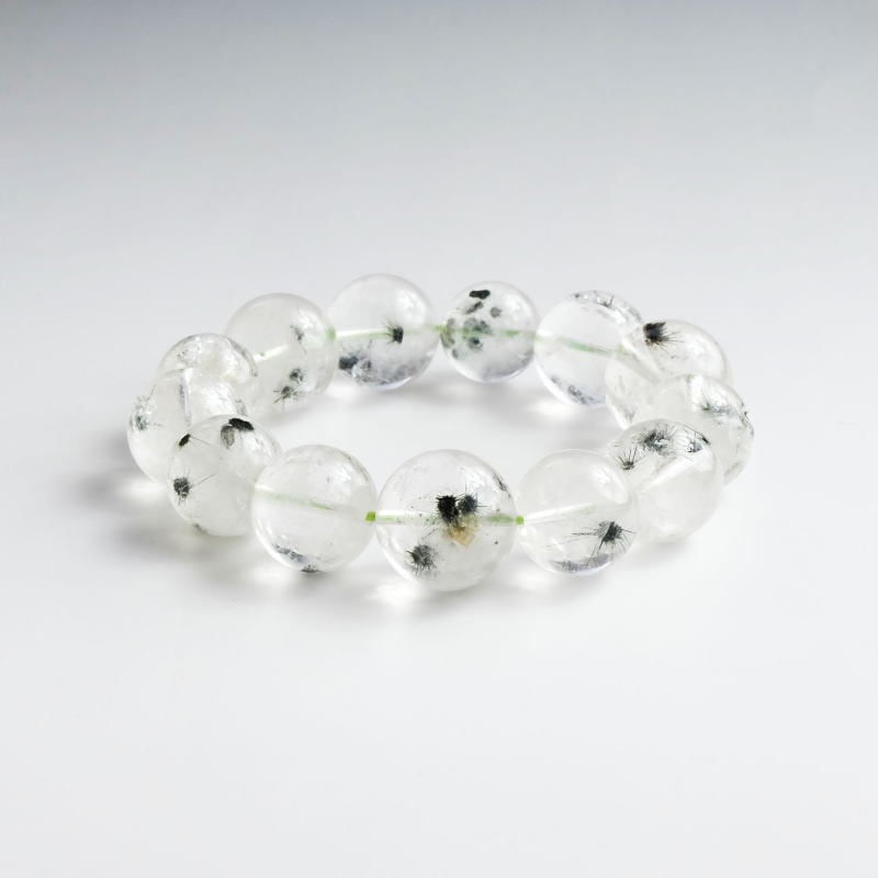 ◆希少◆星入り水晶丸玉ブレスレット 16-18mm