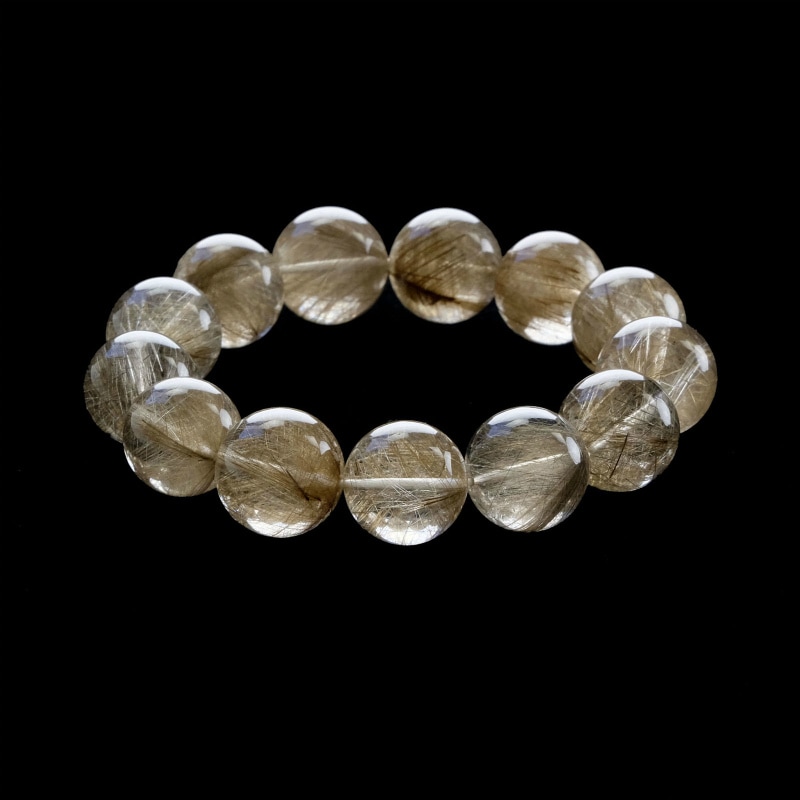 ゴールドルチル シルバールチル ブレスレット ◇高品質◇シルバールチル丸玉ブレスレット 17-18mm｜マライカ公式通販