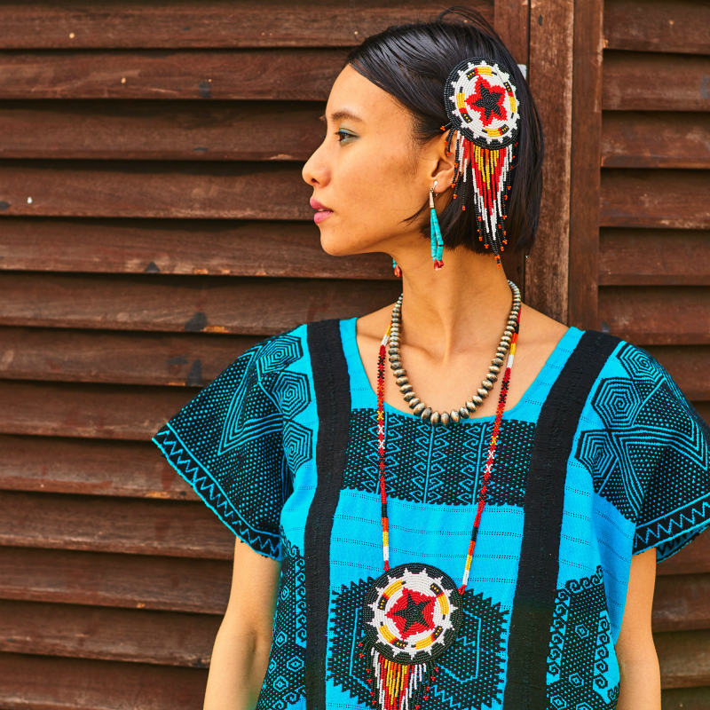 グアテマラ　ビーズワーク　バレッタ