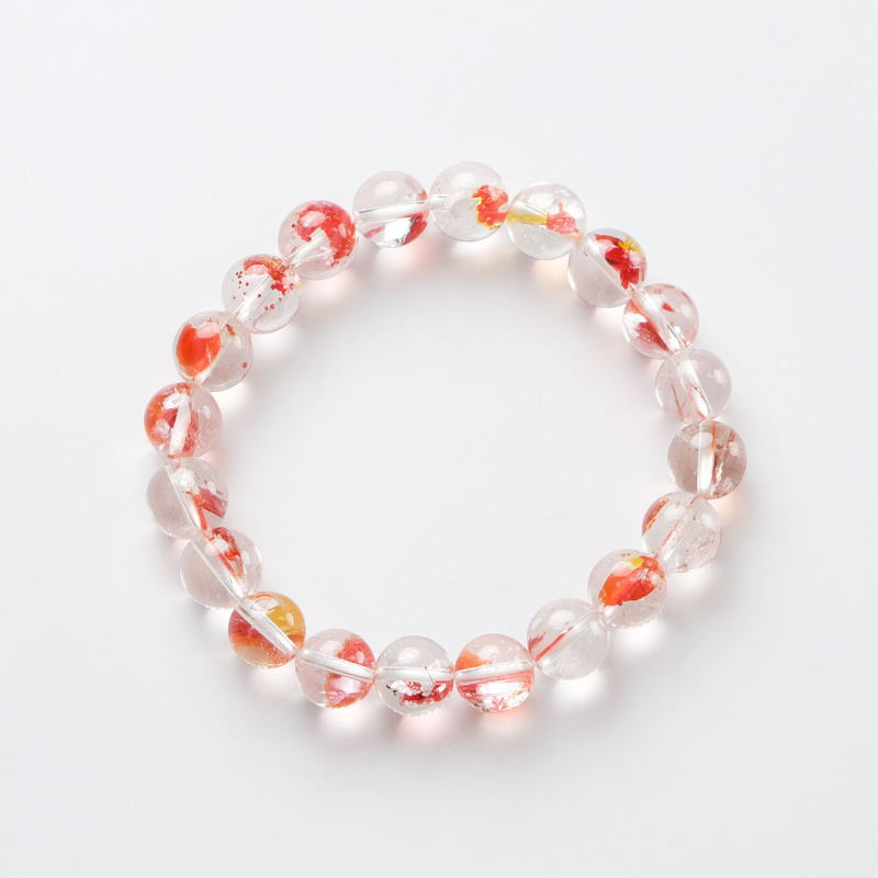 ☆大粒！レッドライモナイトinクォーツ 16ミリ珠 ブレスレット②(SA