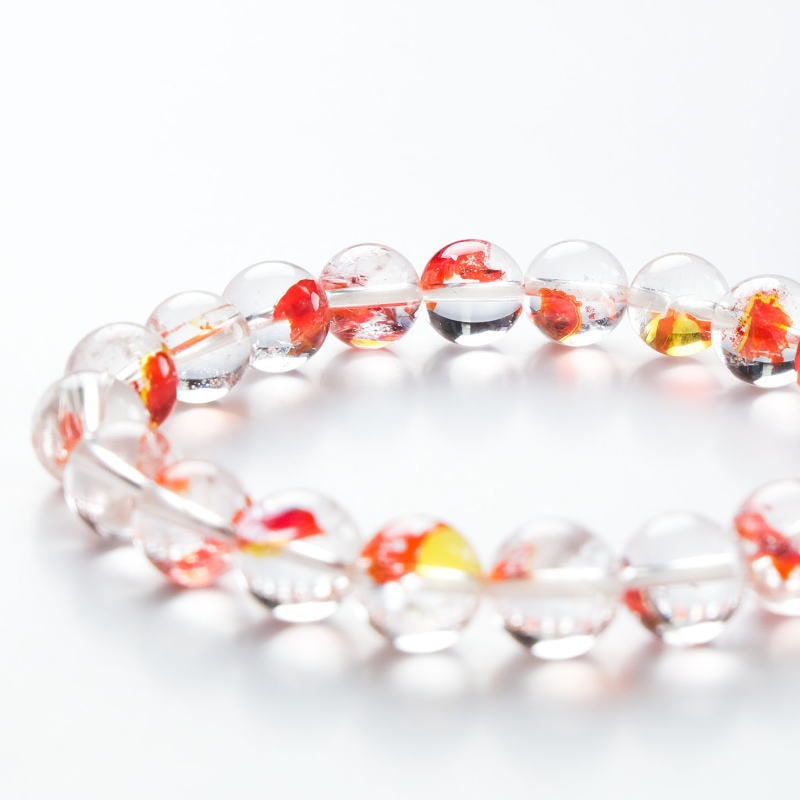 ライモナイト＆ヘマタイトインクォーツ丸玉ブレスレット（ナチュラル