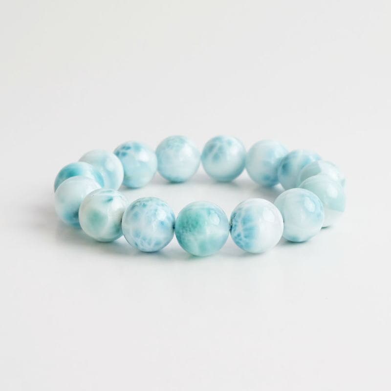 ラリマー天然石ブレスレット15ミリ ラリマー丸玉ブレスレット 15mm｜マライカ公式通販