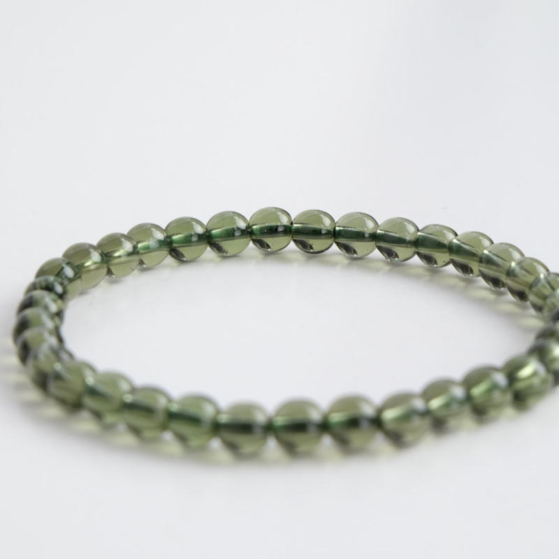 希少！モルダバイト丸玉ブレスレット （鑑別書付） 5mm｜マライカ公式通販