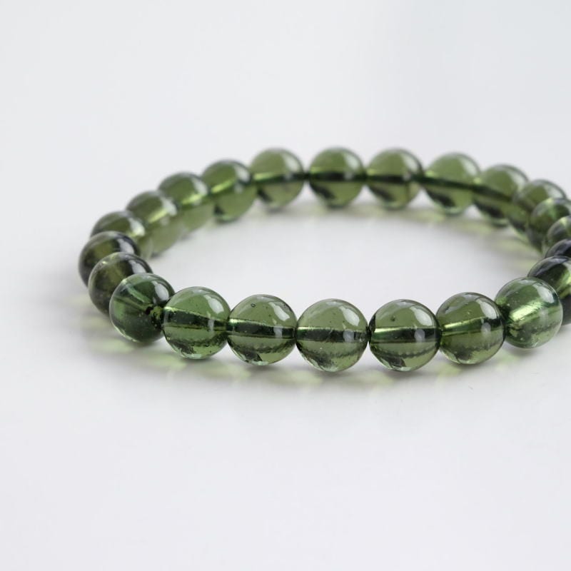 希少！モルダバイト丸玉ブレスレット（鑑別書付） 8mm｜マライカ公式通販