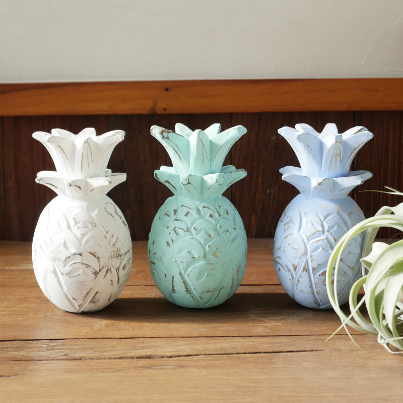 ウッドパイナップル置物