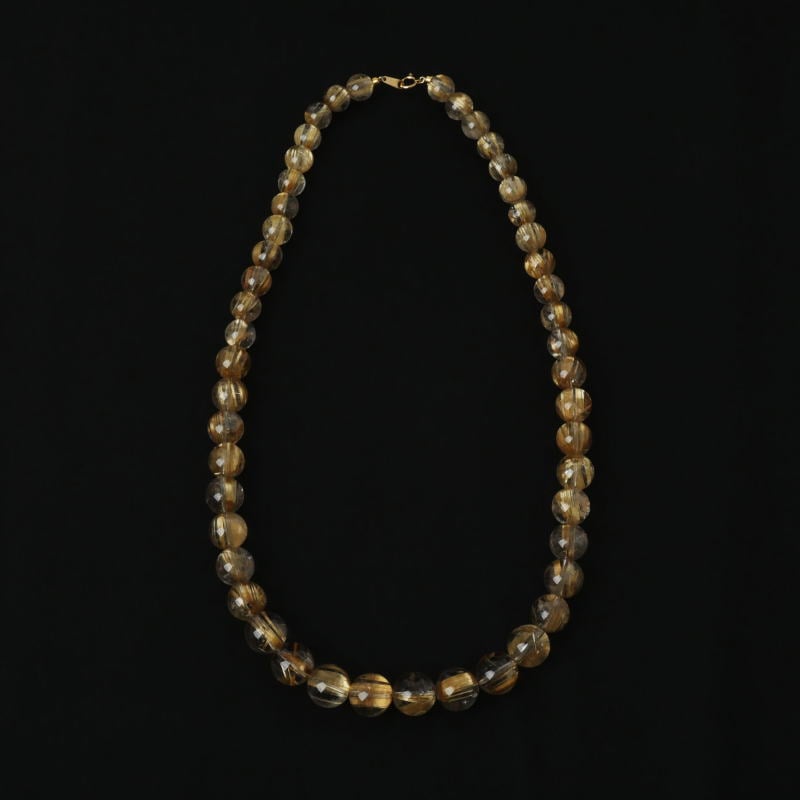 タイチンルチル丸玉グラデーションネックレス