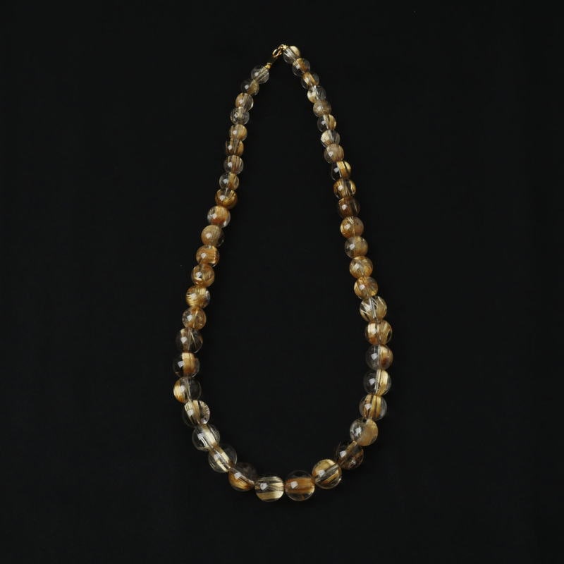 タイチンルチル丸玉グラデーションネックレス