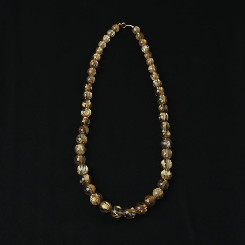 タイチンルチル丸玉グラデーションネックレス