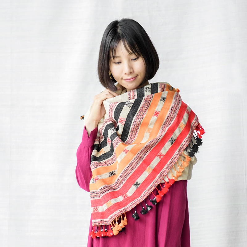 ブジョリシルクウール手織りショール