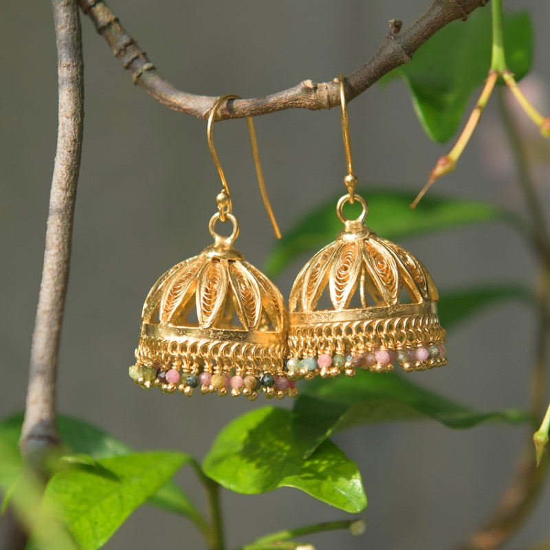 ジャイプールシルバーストーンピアス　【メール便可】