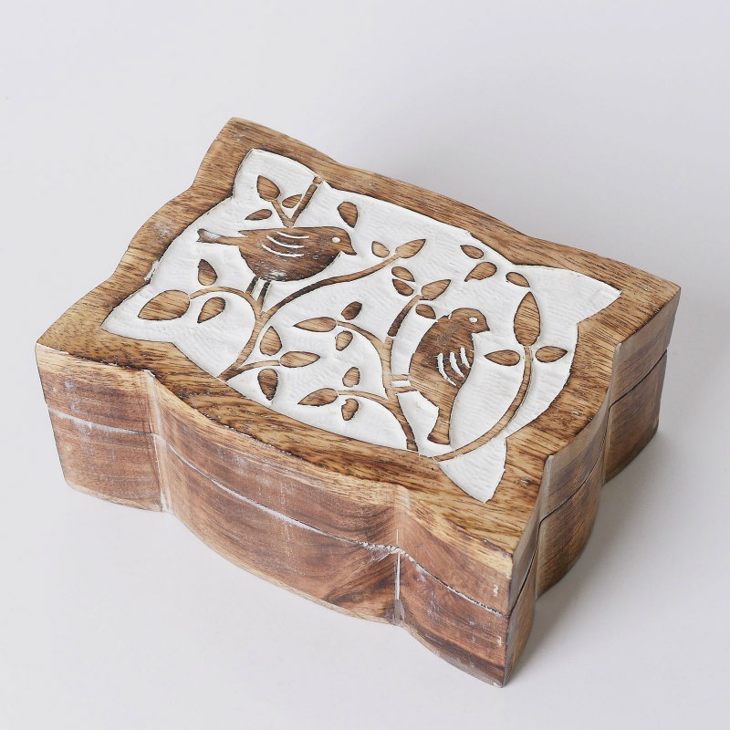 コトリ柄ウッドボックス｜マライカ公式通販