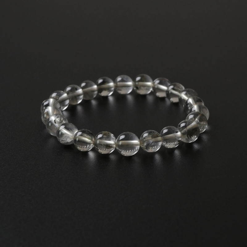 パイライト入り水晶丸玉ブレスレット 8mm