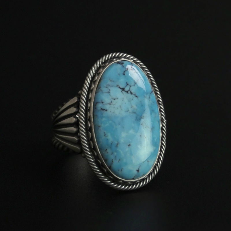 美品 スティーブアルビソ リング 19号 HGモレンシターコイズ ナバホ族 美品 スティーブアルビソ リング 19号 HGモレンシターコイズ