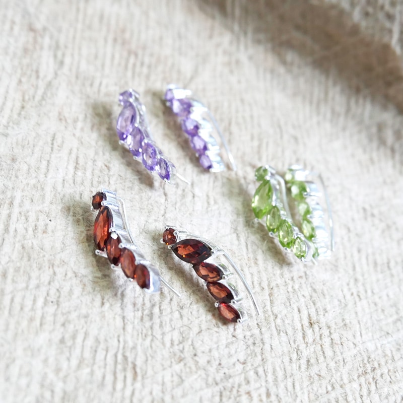 ジャイプールシルバーストーンピアス リーフ【メール便可】