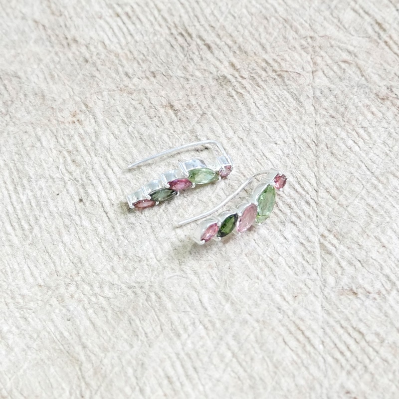 ジャイプールシルバーストーンピアス トルマリン【メール便可】