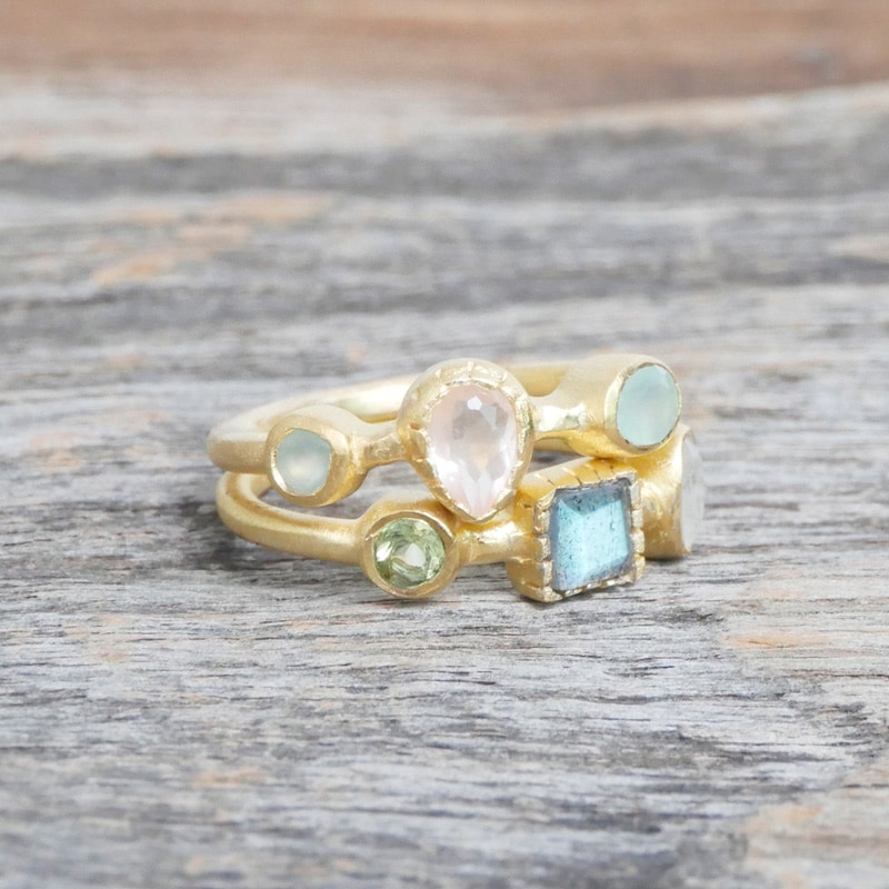 ジャイプールシルバーミックスストーンリング【メール便可