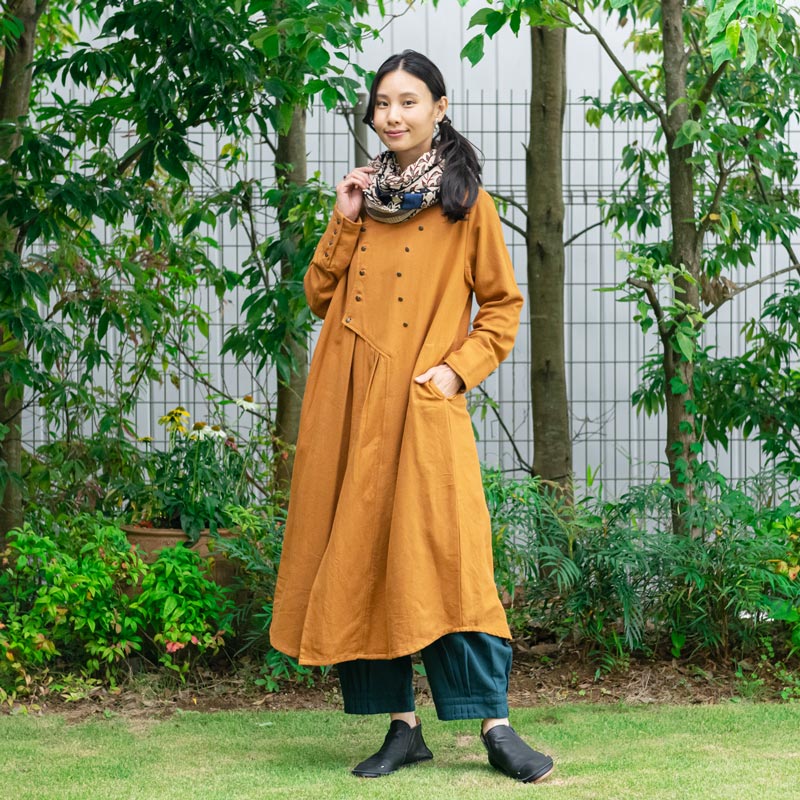 30%OFF Cヘリムボーン織りボタンロングブラウス-マライカオンラインショップ