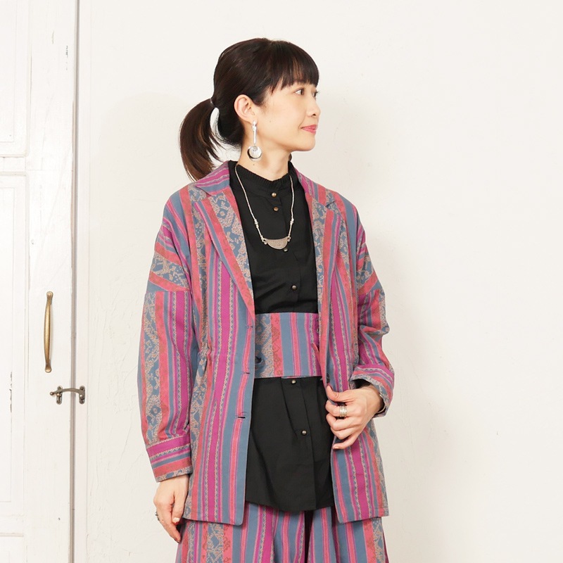 50 Off コットン幾何学ストライプシャツジャケット マライカ公式通販 50 Off コットン幾何学ストライプシャツジャケット マライカ公式通販