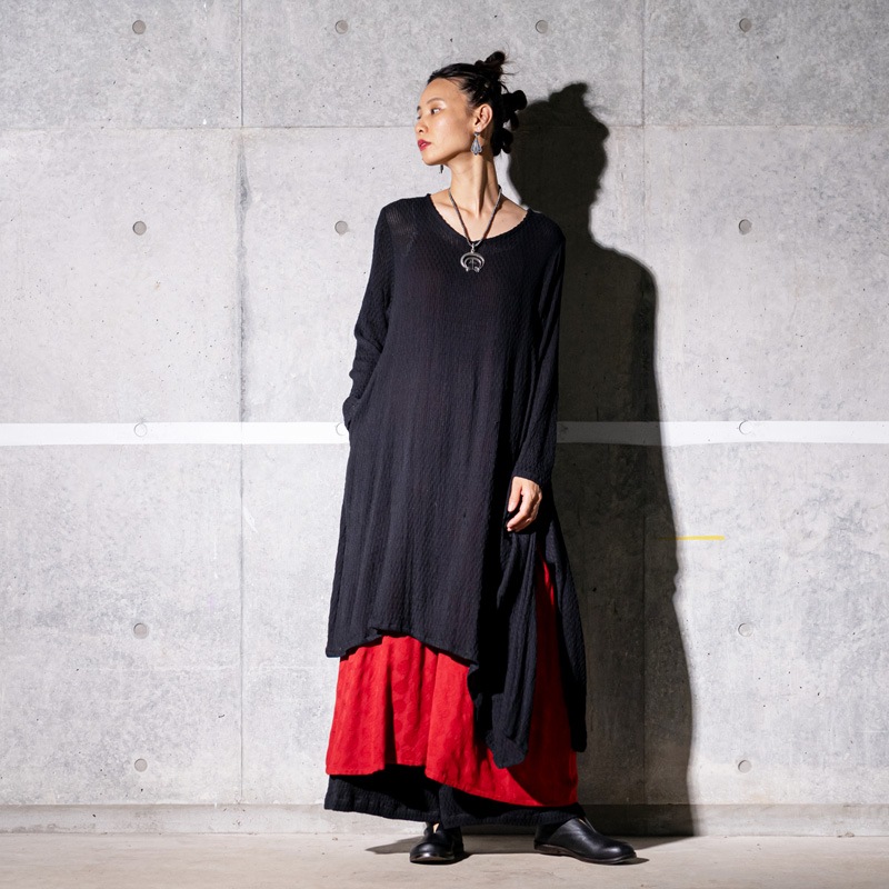 コットンワッフル風変形ワンピース マライカ公式通販 コットンワッフル風変形ワンピース マライカ公式通販