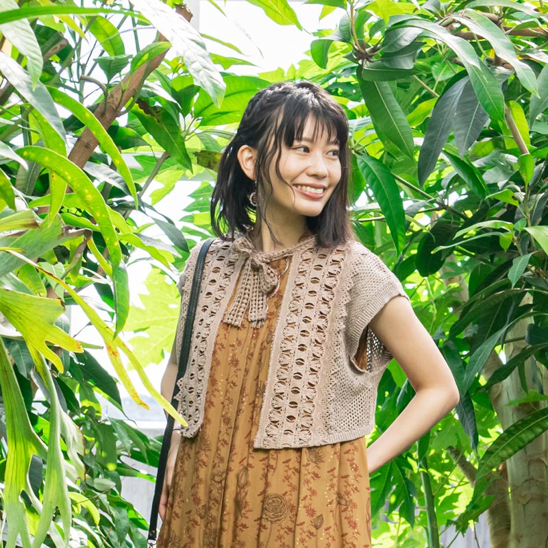 50%OFF　コットンレースニットメッシュベスト　【メール便可】