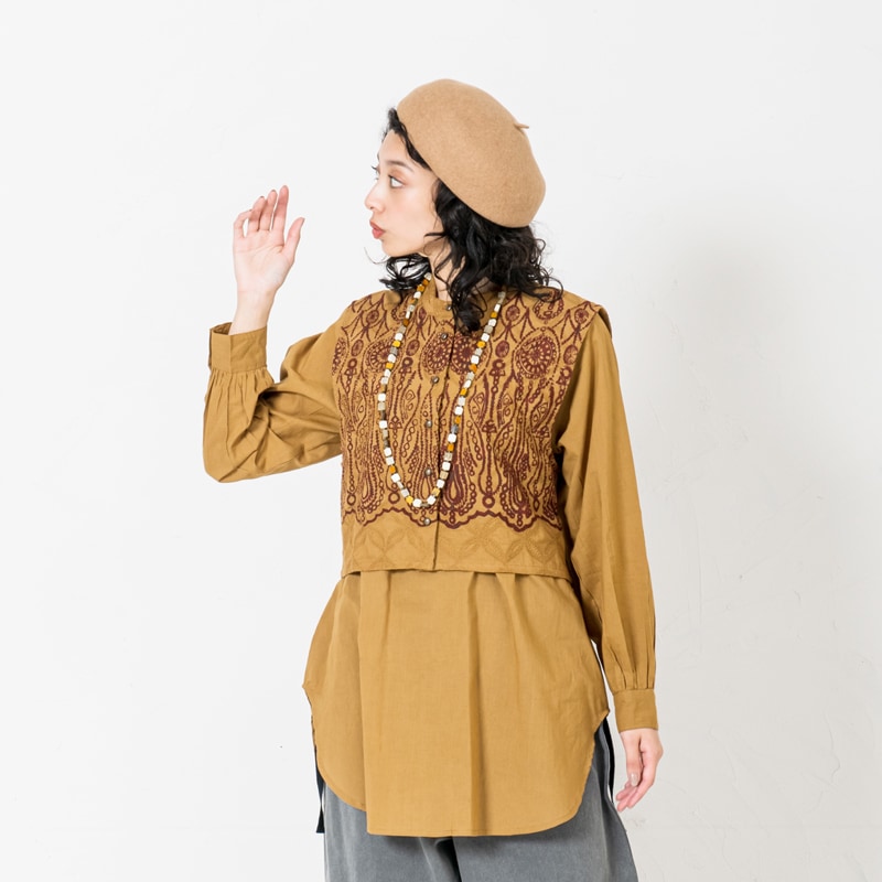 30%OFF　コットンサークルレース×レースプリントセットプルオーバー　【メール便可】