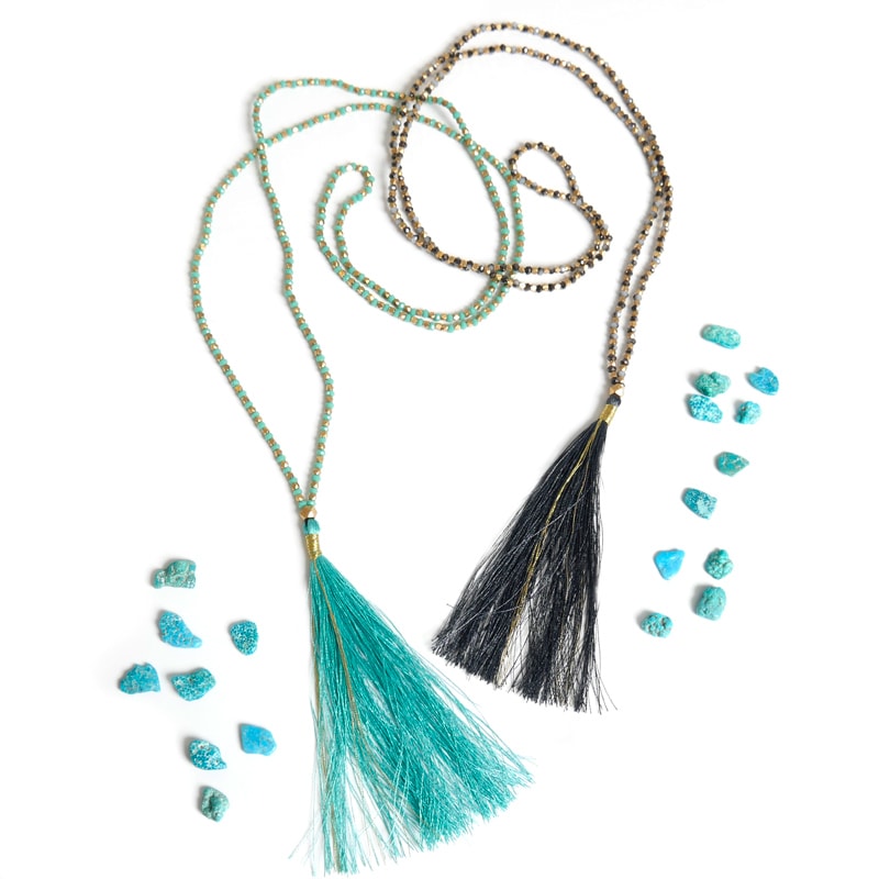 ガラスビーズタッセルネックレス【メール便可】