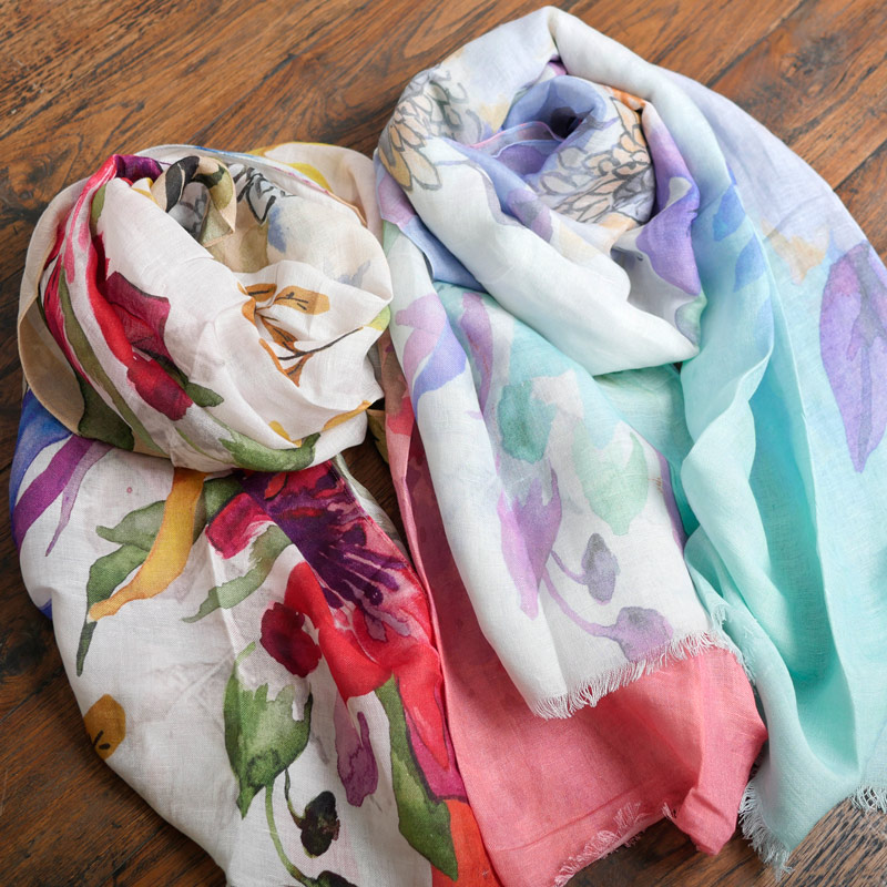 リネンモダールプリントストール