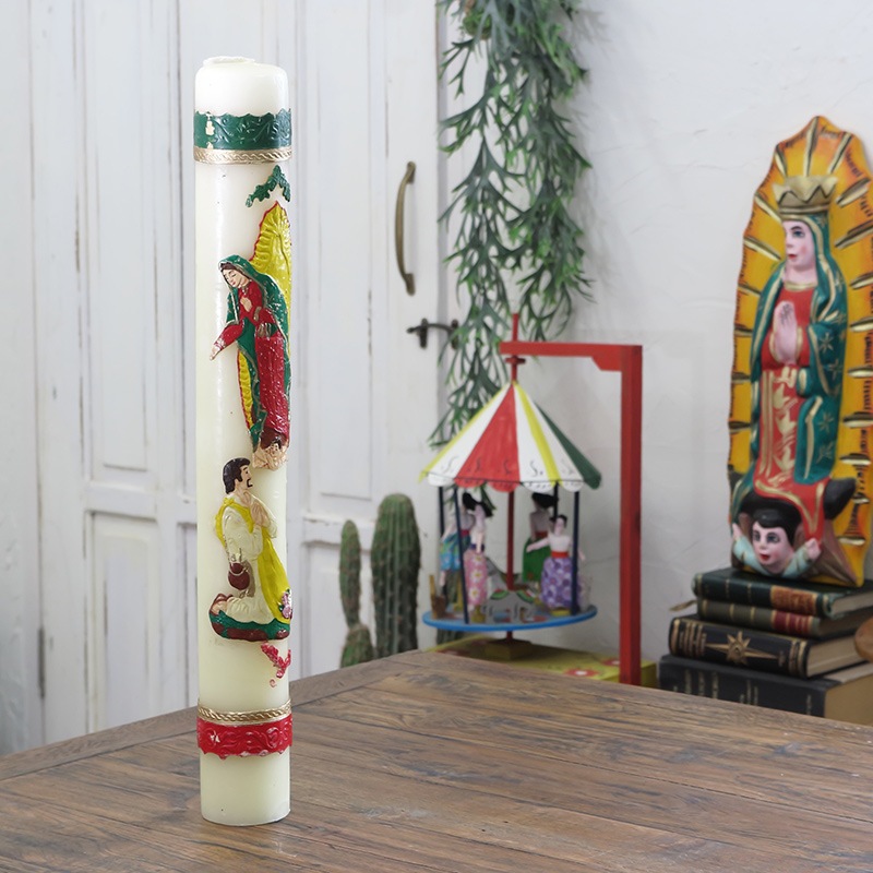 メキシコ教会キャンドル 聖フアン・ディエゴ（XL) メキシコ｜マライカ