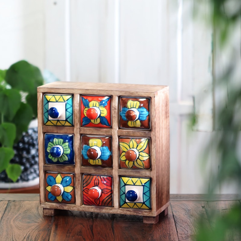 ブルーポタリー9ドロワーキャビネット｜マライカ公式通販