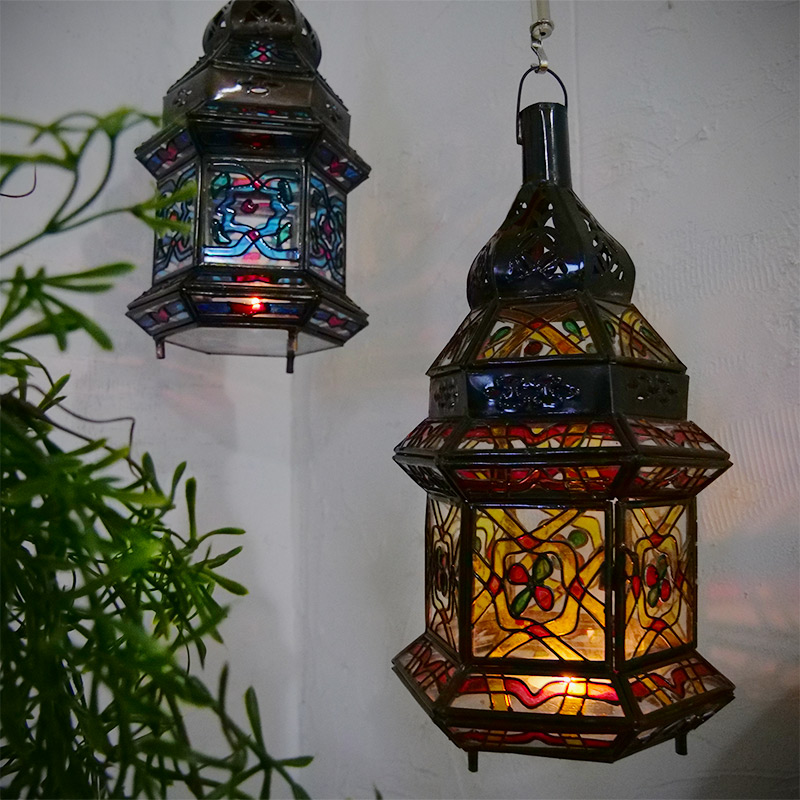 モロッコハンドペイントキャンドルランタン