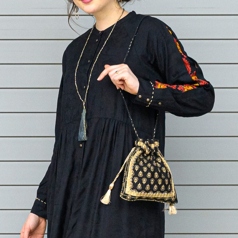 【逸品】金糸刺繍イブニングバッグ　ミラー付　フランスアンティーク　パーティバッグ 逸品】金糸刺繍イブニングバッグ ミラー付 フランスアンティーク