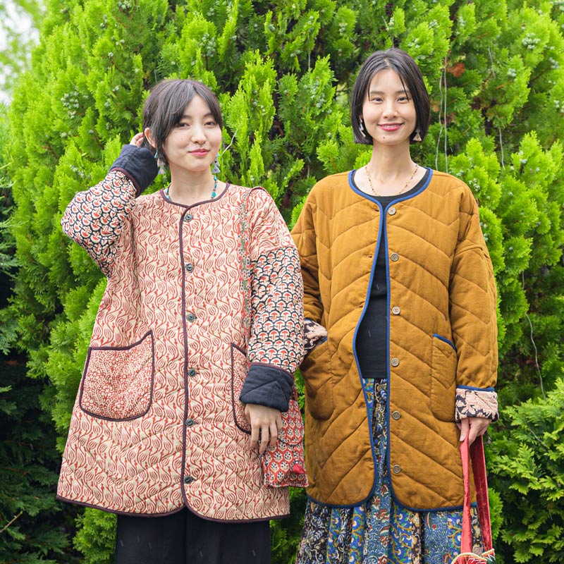 NEW 無地と総柄のリバーシブルキルトジャケット