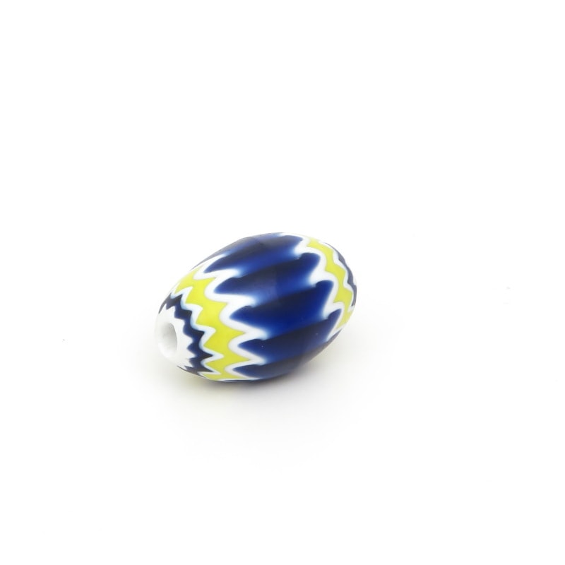 6層ブルー＆イエローシェブロンビーズ　【Venetian 6 Layer Chevron Beads】