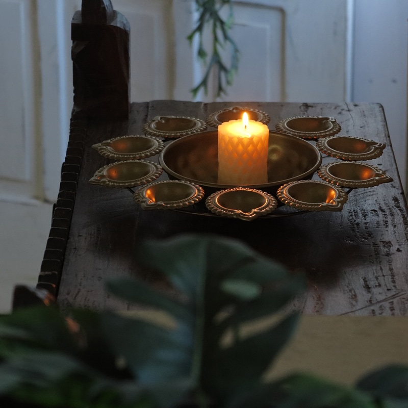 メタルディワリビッグトレイ キャンドルホルダー｜マライカ公式通販