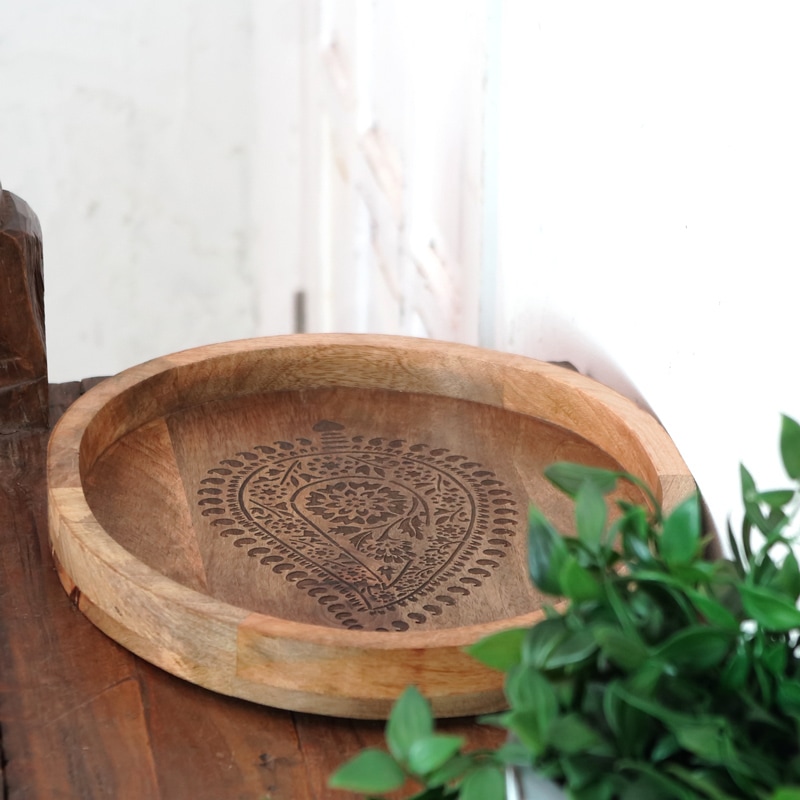 ウッドペイズリートレイ　L
