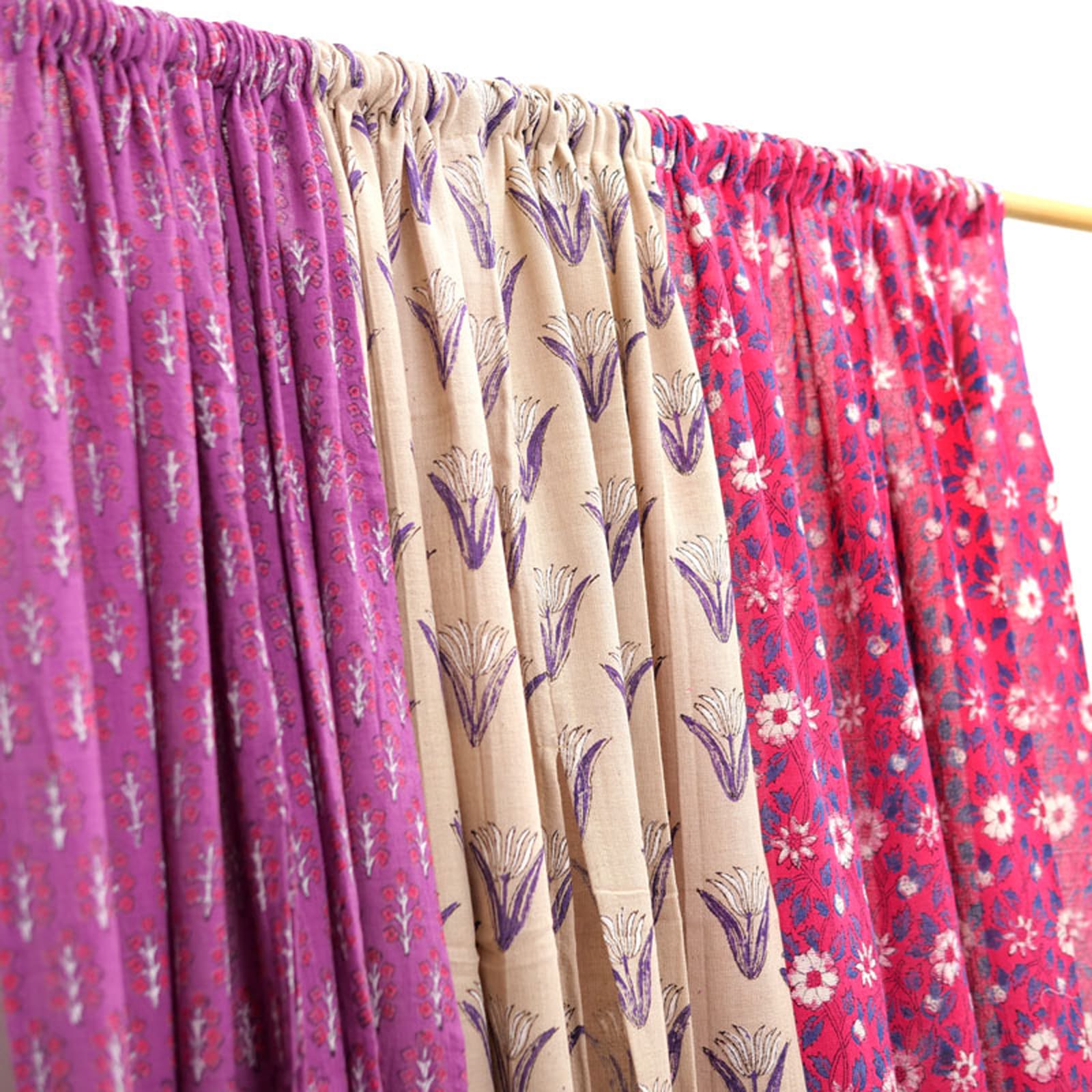 カフェカーテン　のれん　綿素材　ブロックプリント カフェカーテン のれん 綿素材 ブロックプリント カフェ 暖簾