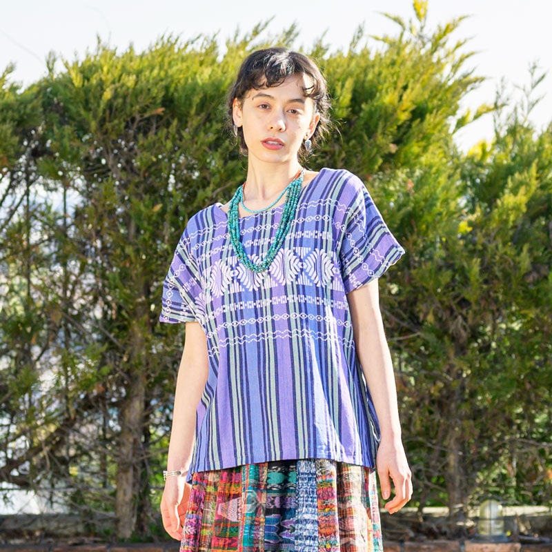 ストライプ×織柄プルオーバー