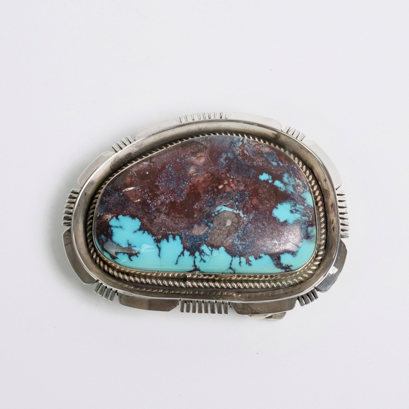 ターコイズペンダントナバホフレッドピータースインディアンジュエリー特大