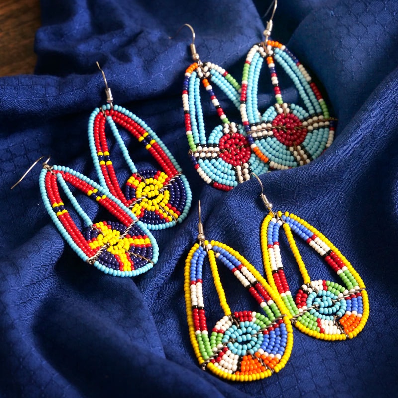 マサイビーズドロップピアス【メール便可】｜マライカ公式通販