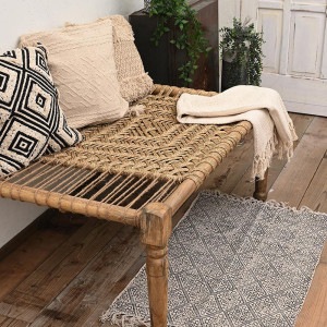 【ルイージさん専用】アジアンスタイル 木製ベットベンチ（取りに来て頂ける方に） 木製チャーポイ ハーフサイズベッド ベンチ【送料込】｜マライカ