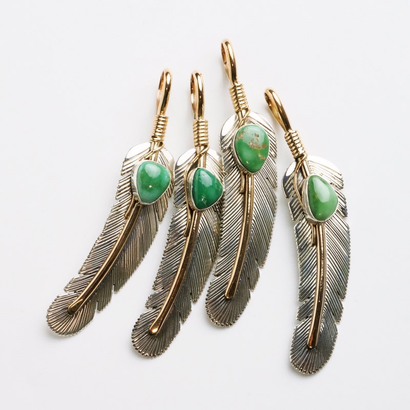 ハーヴィーメイス ターコイズ×12KGF フェザーペンダント|マライカ公式通販